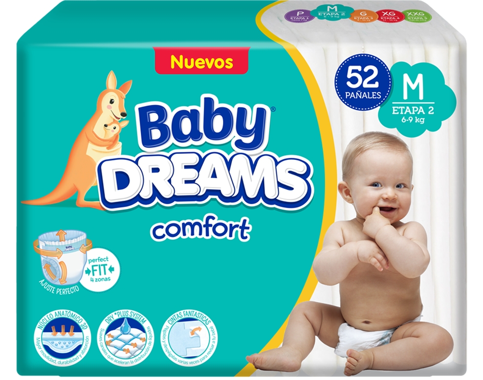 Pañal baby dreams comfort talla M - Papelera Internacional